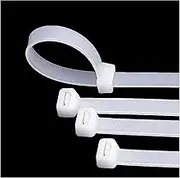 48 inch white heavy duty zip ties, UV-resistant, extra long nylon cable ties, 12 pieces, 200 lb tensile strength