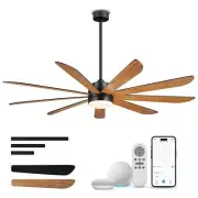 72 Inch Black Ceiling Fans with Lights and Remote, LED Ceiling Fan with Voice...
