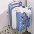 Hanging Folding Laundry Basket XL Blue for Space-Saving Storage