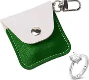 KONIDUN Leather Ring Holder Keychain for Gym, Portable Jewelry Travel Ring Keeper Case for Wedding ring and Necklaces, Green