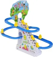Duck Chasing Race Track Game Set, Duck Climbing Stairs Toy for Kids, Electric Stair Slide with Lights and Music, Duck Electric Slide Track Coaster Educational Toy for Toddler Kids
