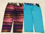 NWT UNDER ARMOUR GIRLS TRAIN GYM YOGA RUNNING CAPRI LEGGINGS PURPLE BLUE XL $40