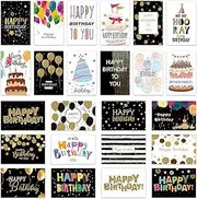 Birthday Cards and Envelopes, 24 PCS Happy Birthday Card, Birthday Greeting Cards for Men Women Kids, Blank Birthday Cards and Envelopes