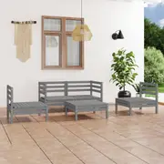 5 Piece Garden Lounge Set Grey Solid Pinewood vidaXL