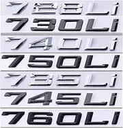 NPZPTFVFNR Old Font Numbers Letters 730Li 735Li 740Li 745Li 750Li 760Li Top ABS Emblem Fit for BMW 7 Series Car Trunk Nameplate Logo Sticker(Chrome,Remark 5 Numbers)