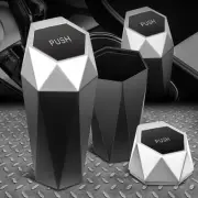 [2PC]Portable Car Mini Rubbish Bin Holder Trash Garbage Can Dust Case Silver Lid