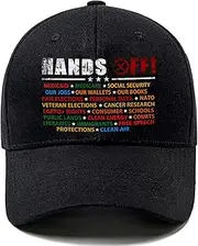 [qiyeyeye] Resist Hate Hands Off Protest Cap–Unisex Anti-MAGA Baseball Hat,Democracy Protest Hat,Against Racism,Resist Fascism,Stand for Justice Embroidery,Adjustable,Political Statement Cap Black, Black