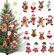 SKYLETY 16 Pieces Christmas Tree Decorations - Santa, Snowman, Reindeer, Bear Plush Pendants for Xmas Tree Party Supplies