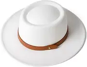 [EOGIMI] Lady Retro Wide Brim Fedora Floppy Pork Pie Hat with Belt Buckle