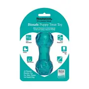 Rosewood BioSafe Puppy Treat Dispenser Dumbbell Chew Dog Toy (Blue)
