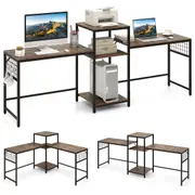 Costway Convertible 2-Person L-shaped Desk 240cm Long Computer Desk Home Office Workstation