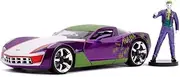 Jada Toys Batman -2009 Chevy Corvette Stingray 1:24 Scale Diecast Car with Joker Figure