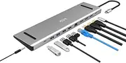 Klik USB-C Multi-Port Stand Adapter, 3 HDMI Ports, 4 USB Ports, LAN, Space Grey, Aluminium