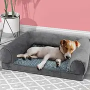 PaWz Pet Bed Sofa Dog Beds Bedding Soft Warm Mattress Cushion Pillow Mat Plush M, Orthopaedic Memory Foam Pillow Dog Cat Sofa Bed, Skin-Friendly Chew Proof Dog Bed, Machine Washable, Grey
