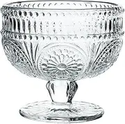 CHOOLD Vintage Sunflower Embossed Glass Footed Dessert Bowl for Ice Cream, Trifle, Salad, Candy, Cake - Home Party Wedding, 9 oz, Transparent