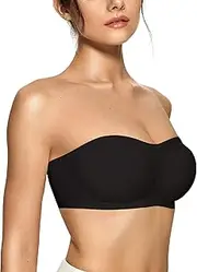 [OEAK] Women's Strapless Bra Push Up Without Underwire Without Straps Bandeau Tube Top Seamless Padded Bralette with Removable Straps