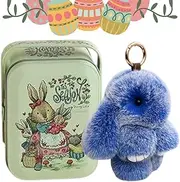 [Generic] Plush Rabbit Keychain, Bunny-Lulu Keyring In A Tin, Soft Rabbit Keyring Charm, Bunny Keyring Bag Charm, Soft Cute Bunny Keychain Key Decoration For Women Girls