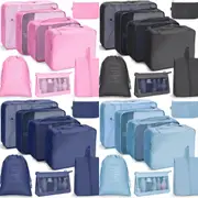 8 Set Packing Cubes with Shoe Bag Travel Luggage Organizer for Suitcase Clothes Storage Bag