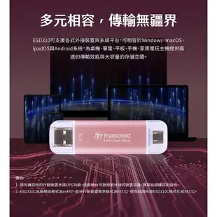 【Transcend 創見】ESD310C 1TB USB3.2 雙介面固態行動碟-太空黑