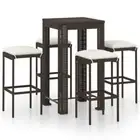 Modern Outdoor Bar Table And Stools 5 Pcs Poly Rattan Patio Lounge Furniture