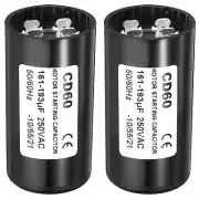 2Pcs 161-193uF/Mfd 250VAC 50/60Hz Motor Start Capacitor CD60 Run Capacitor