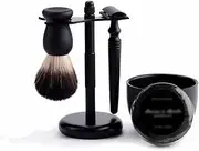 BXFGJCHH, Razor Holder Practical Men's Razor Brush Stands，Classic 6pcs Black Shaving Brush Holder Set，Double-Sided Soap Bowl Metal Grooming Tools,Shaving Razor Holders