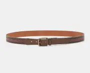 Tommy Hilfiger Men's Centre Stripe Stitch Belt - Tan