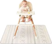 Innokids Baby Splat Mat for Under High Chair 51 x 51 Inch Waterproof and Washable Splash Mat Anti-Slip Floor Protector Under Highchair Mess Prevention (51" x 51", Beige Geometry)