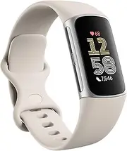 [Fitbit] Charge 6 Advanced Health and Fitness Tracker with Google Apps, Built-in GPS, Stress Management tools and Heart Health Insights - Porcelain/Silver Aluminium