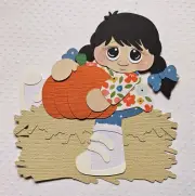 Pumpkin Patch Girl Black Hair. Scrapbook, Card Making Paper Piecing