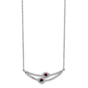 14k White Gold Diamond u0026 Garnet Necklace
