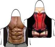 Cooking Apron Women Sexy Cooking Apron Men Sexy Funny BBQ Apron Funny Gifts Apron Set for Adults Couples BBQ Party