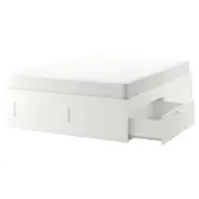 BRIMNES bed frame with storage, white/Luröy, Double