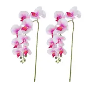 2 Pcs 38 Inch Artificial Orchid Stems Phalaenopsis Flowers White/Purple