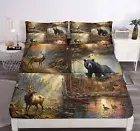 LUVIVIHOME 4PCS Black Bear Sheets Set, Queen Bed Sheets, Deer Sheets, Woodlan...