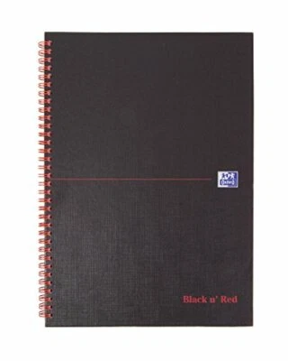 Oxford Black n Red, A4 Notebook Hardcover, Matt, Wirebound, Lined, 1 Notebook