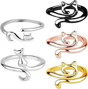 5pcs Cat Crochet Ring, Adjustable Knitting Crochet Loop Crochet Guide Ring Crochet Tension Ring Yarn Guide Finger Holder Companion Ring Yarn Regulator Crochet Accessories Gift