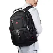 Durable Swiss Multifunctional Laptop Backpack, Water Resistant Travel Bag, College Bookbag, USB Charging Port, 17"