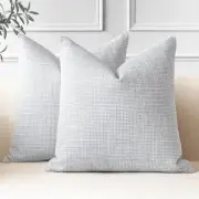 Pack of 2 Throw Pillow Covers 18x18 Inch Linen Blue Grey Pillowcases