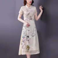 在飛比找蝦皮商城精選優惠-14💕旗袍洋裝 古風連身裙 中國風 夏季新款短袖中年複古改良