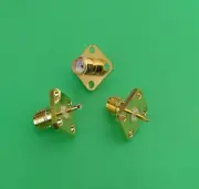 (1 PC) SMA Female Chassis Panel Mount 4 Hole Solder Connector - USA Seller