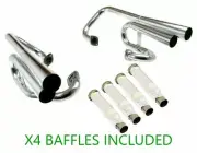 Empi 18-1047 Stainless Steel Mega Dual Exhaust & x4 Baffles VW Dune Buggy Engine
