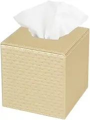 JackCubeDesign Square Tissue Box Cover Holder Case Napkin Cover Holder Cube Organiser Stand(Gold, 13.7 x 13.7 x 14.2 cm)- :MK272B