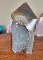 1.11 Lb Druzy Agate Tower With Quartz Crystal Brown From Brazil 5 In