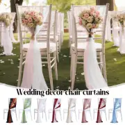 2PcsOutdoor Wedding Decor Chair Curtain Chiffon Fabric Curtain Party Chair Belt