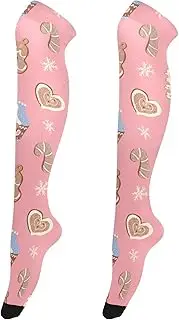 [Caihoyu] Women'S Knee High Socks Lightweight Leg Warmers Above Knee High Socks for Proms Christmas Gingerbread Houses, Christmas Gingerbread Houses