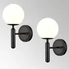 Modern Globe Wall Light Fixture Set of 2 Black Wall Sconce Bathroom Vanity Light