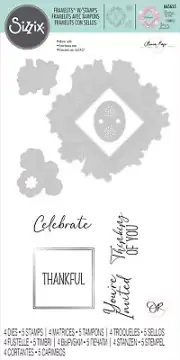Sizzix Floral Celebration Framelits Die Set with Stamps 9pc by Olivia Rose