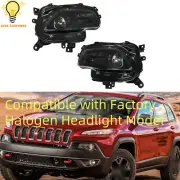 Projector Headlights For 2014-2017 18 Jeep Cherokee Halogen L+R Headlamps Black (for: Jeep)