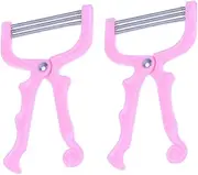 SAFIGLE 1 Set 2pcs Hair Puller Practical Silky Manual Facial Hair Threading Women Tag Yes Color Facial Hair Threading Removal Cheeks Trimmer Forehead Tweezers Pink Stainless Steel Spring